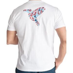 Birddogs Blue Flower Bird White Tee Mens Size Large